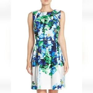 Vince Camuto Floral Sateen Fit & Flare Dress SIZE 14 NEW